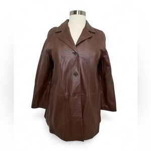 Womens Y2K style Centigrade dark brown genuine leather jacket